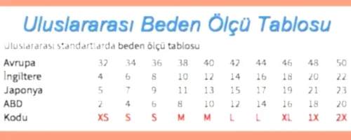 Uluslararası Beden Ölçü Tablosu